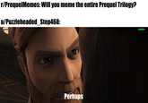 r/PrequelMemes: Will you meme the entire Prequel Trilogy? u/Puzzleheaded Step468: Perhaps u/Hjalle1