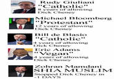 Rudy Giuliani "Catholic" 8 years of allowing D--- Cheney Michael Bloomberg "Protestant" 12 years of allowing D--- Cheney Bill de Blasio "Catholic" 4 years of allowing D--- Cheney Eric Adams "Vegan" 4 years of allowing D--- Cheney Zohran Mamdani SHIA MUSLIM Stopped D--- Cheney in -1 DAYS