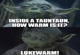 INSIDE A TAUNTAUN, HOW WARM IS IT? LUKEWARM!