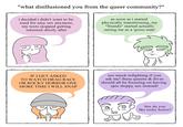 "what disillusioned you from the queer community?" i decided i didn't want to be used for easy sex anymore, my texts stopped getting returned shorly after as soon as i started physically transitioning, my "friends" started actually seeing me as a 'gross man' IF I GET ASKED TO WATCH DRAG RACE OR ROCKY HORROR ONE MORE TIME I WILL SNAP too much infighting if you ask me! these queens & divas should all be focusing on having epic sloppy sex instead! 으 btw do you like rocky horror? R