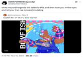 A "quote-tweet":https://knowyourmeme.com/memes/quote-retweets-qrts talking about the OC "fan art":https://knowyourmeme.com/memes/cultures/fan-art character Boyfish.