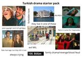 Turkish drama starter pack forbidden love FOX poor guy/girl and rich girl/guy τοστου Abi/Abla they live in one of these hero in coma for 3 episodes evil MIL fake marriage, but they fall in love 100. Bölüm family drama/revenge/blood feud always crying