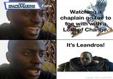 WARHAMMER SPACEMARINE Fans Watching a chaplain go toe to toe with with a Lord of Change. It's Leandros! made with mematic