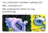 *an unknown number calling me* Me: *answers it* Me waiting for them to say something: JP