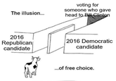 The illusion... voting for someone who gave head to Bill Clinton 2016 Republican candidate 2016 Democratic candidate ...of free choice.