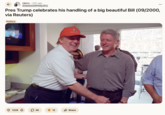 On November 14th, Redditor u/AmbitionOfPhilipJFry posted an image of Donald Trump and Bill Clinton from September 8th, 2000, gathering over 100,000 upvotes in a day.