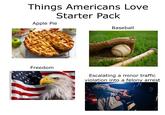+4 Things Americans Love Starter Pack pke Pit your sign made nother w Apple Pie Freedom Baseball Escalating a minor traffic violation into a felony arrest