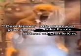 A meme reading, "dark humor fs when you joke about junko furuta instead of charlie kirk."