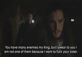 You have many enemies my King, but I swear to you I am not one of them because I want to f--- your sister.
