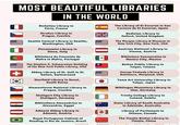MOST BEAUTIFUL LIBRARIES IN THE WORLD Richelieu Library in Paris, France Strahov Library in Prague, Czechia Seattle Central Library in Seattle, Washington, USA Piccolomini Library in Siena, Italy Biblioteca do Convento de Mafra in Mafra, Portugal The Stephen A. Schwarzman Building of the New York Public Library, USA Abbey Library of St. Gall in St. Gallen, Switzerland Starfield Library in Seoul, South Korea Klementinum National Library in Prague, Czechia Stuttgart City Library in Stuttgart, Germany Bibliotheca Alexandrina in Alexandria, Egypt Admont Abbey Library in Admont, Austria Royal Portuguese Cabinet of Reading in Rio de Janeiro, Brazil The Library of El Escorial in San Lorenzo de El Escorial, Spain Bodleian Library in Oxford, United Kingdom The Morgan Library & Museum in New York City, New York, USA Austrian National Library in Vienna, Austria Biblioteca Vasconcelos in Mexico City, Mexico Beitou Public Library in Taipei, Taiwan George Peabody Library in Baltimore, Maryland, USA Tama Art University Library in Tokyo, Japan Wiblingen Monastery Library in Ulm, Germany Trinity College Library in Ireland, Dublin State Library of South Australia in Adelaide, Australia Library of Parliament in Ottawa, Canada The Tianjin Binhai Library in Tianjin, China
