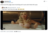 A "quote-tweet":https://knowyourmeme.com/memes/quote-retweets-qrts of the original "Hey Men" and They Are Pigs "tweet":https://knowyourmeme.com/memes/sites/twitter-x about a clip from the "Sabrina Carpenter":https://knowyourmeme.com/memes/people/sabrina-carpenter music video for her song "Manchild."