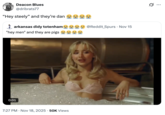 A "quote-tweet":https://knowyourmeme.com/memes/quote-retweets-qrts of a "Hey Men" and They Are Pigs "tweet":https://knowyourmeme.com/memes/sites/twitter-x about a clip from the "Sabrina Carpenter":https://knowyourmeme.com/memes/people/sabrina-carpenter music video for her song "Manchild."