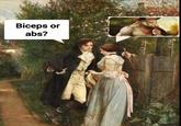 An edit of the "biceps or abs" meme. In the meme, the woman desires the bull man from "Morning Glory Milking Farm.":https://knowyourmeme.com/memes/subcultures/morning-glory-milking-farm