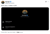 On November 20th, X user @BehizyTweets posted, "W--, Elon, TURN IT OFF." alongside a screenshot showing "Account based in India" appearing on his bio. 