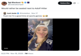 A "quote-tweet":https://knowyourmeme.com/memes/quote-retweets-qrts making fun of the Just Josie Twitter video of her dancing at a Dallas Cowboys game in November 2025.