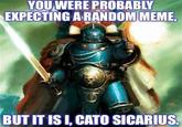 YOU WERE PROBABLY EXPECTING A RANDOM MEME, BUT IT IS I, CATO SICARIUS.
