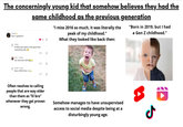 The concerningly young kid that somehow believes they had the same childhood as the previous generation Lemon Gen Z goated fr Smile N-NO!! gen alpha is the goat then everything else "I miss 2016 so much, it was literally the peak of my childhood." What they looked like back then: "Born in 2019, but I had a Gen Z childhood." Alex Smile bro was born 2016 Smile Alex Born 2018 lil bro Often resolves to calling people that are way older than them as "lil bro" whenever they get proven wrong. Somehow manages to have unsupervised access to social media despite being at a disturbingly young age. d
