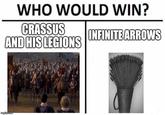 WHO WOULD WIN? CRASSUS AND HIS LEGIONS INFINITE ARROWS imgflip.com