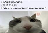 >r/AskHistorians > look inside >"Your comment has been removed" imgflip.com