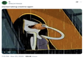 A "tweet":https://knowyourmeme.com/memes/sites/twitter-x using the Marceline Breast Enlargement GIF, showing the "_Adventure Time_":https://knowyourmeme.com/memes/subcultures/adventure-time character Marceline the Vampire Queen.