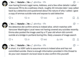 X user @hrtfox posted a thread supposedly proving Emma Onstott's death hoax by using posts from her YouTube channel to locate her hometown, deadname and voter registration information, and asking her hometown PD to do a wellness check on her.