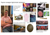 Popular norwegian highschooler starterpack From Bærum, Western Oslo or Nordstrand Punchable face Wealthy "Keeg" "Grov" "Grisch" His house ɅVICII LEVELS Weekend plans PUSHMORE FREE WORLD Marlboro DUMDUM Røyking er svært skadelig for deg og dine omgivelser. BOYS SJEIKEN Listens to EDM, Norwegian Party Music or Rap JACOB COHEN Hvem er du Drives dad's porsche or tesla Snuses a can a day SLA 911 Epok No 21 Freeze 7 NHAGEN TUBORG GREEN TUBORG 50cl Spends around $200000+ on a partybus "russebuss" for graduation