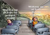 Waking up at 8:00 on school days Waking up at 8:00 during Cholidays ed& made with mematic GENILDO