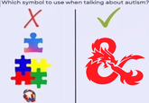 Which symbol to use when talking about autism? X