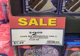 TM 150 1 370 10 SEE NUTRITION FACTS FOR NET WT 13.25 02 (375g) SALE 09 $20⁹ CAKE MIX WEDNESDAY DRK C Regular Price $1.49 DECAP 40-457 Betty EXCLUSIVES BETTY CROCKER 13.25 OZ 01600020753 11/03/25 12/31/25 WEDNESDAY SUPER MOIST DARK CHOCOLATE 370 PER PACKAGE 150 1 TH Used By Relluforken Bell 04SEP2026 BEST I Used By GL Betty EXCLUSIVES