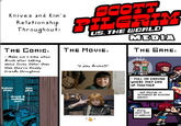Knives and Kim's Relationship Throughout: SCOTT PILGRIM US. THE WORLD MEDIA THE COMIC: -Make out 1 time when drunk after talking about Scott. Other than that they're mostly friends throughout. The Movie: THE GAME: "U play drums?!* knives chau kim pine drunk & making out!! - FULL ON ENDING WHERE THEY END UP TOGETHER - HER SPECIAL IS ACTIVATED BY KISSING KNIVES -Rating: DEVS SHIP IT HARD/10