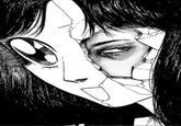 A drawing of a manga-style character with a partially broken mask. It is by artist jeauyce.