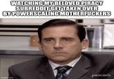 WATCHING MY BELOVED PIRACY SUBREDDIT GET TAKEN OVER BY POWERSCALING M------------ peacock imgflip.com