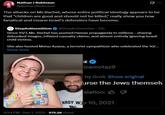 Nathan J Robinson @NathanJRobinson The attacks on Ms Rachel, whose entire political ideology appears to be that "children are good and should not be killed," really show you how fanatical and insane Israel's defenders have become. StopAntisemitism @StopAntisemites - 21h Since 10/7, Ms. Rachel has pushed Hamas propaganda to millions - sharing debunked images, inflated casualty claims, and almost entirely ignoring Israeli child victims. She also hosted Motaz Azaiza, a terrorist sympathizer who celebrated the 10/... Show more Z izamotaz9 by Grok Show original urse the Jews themselv slation: NAOY WED 10, 2021 4:54 PM - Dec 1, 2025 -575.2K Views