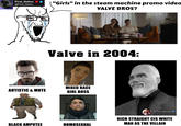 Pirat_Nation @Pirat_Nation "Girls" in the steam machine promo video VALVE BROS? Valve in 2004: AUTISTIC & MUTE MIXED RACE GIRL BOSS ARVA བ BLACK AMPUTEE HOMOSEXUAL Far East Sanctuary @fareastsanctuary RICH STRAIGHT CIS WHITE MAN AS THE VILLAIN