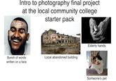 Intro to photography final project at the local community college. starter pack DON'T DESERVE TO BE HAPPY HAVE TO PUT ON A FACE FEEL FEEL K YOU WOR LI Bunch of words written on a face Local abandoned building Elderly hands Someone's pet