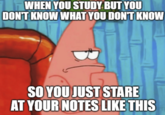 WHEN YOU STUDY BUT YOU DON'T KNOW WHAT YOU DON'T KNOW SO YOU JUST STARE AT YOUR NOTES LIKE THIS