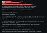 همه همه In high school, a bully forced me to do his big end-of-term project. Cornered me and said: "Make it same as yours. Don't try anything." So I did two projects. Mine was normal. His looked normal... until you opened it. Inside, I wrote a very formal, very serious "report" that slowly turned into ridiculous nonsense stuff like: "the ecosystem is completely screwed because of idiots who don't do their work" "certain brain-dead creatures found in this school" All written like scientific facts. He didn't even glance at it and turned it in. Two hours later he got called to the principal's office.