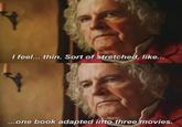 I feel... thin. Sort of stretched, like... ...one book adapted into three movies.