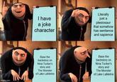 imgflip.com I have a joke character Literally just a plesiosaur that somehow has sentience and sapience Base the backstory on Nina Tucker's story and The Monster of Lake LaMetrie Base the backstory on Nina Tucker's story and The Monster of Lake LaMetrie