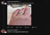 + haiirweavekillerr 2d She said yes y'all we getting married + 1.9K Q1.7K 43 daisysworld87 24h Aww congratulations Өтк ...