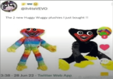 DO @ih4teVEVO The 2 new Huggy Wuggy plushies I just bought !! • 3:38 28 Jun 22 Twitter Web App @