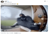 A "tweet":https://knowyourmeme.com/memes/sites/twitter-x using the "GIF":https://knowyourmeme.com/memes/cultures/gif of a "monkey":https://knowyourmeme.com/memes/monkeys-apes or gorilla flying into a tornado, which was generated using "Sora AI":https://knowyourmeme.com/memes/sites/sora-openai.