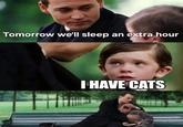 Tomorrow we'll sleep an extra hour I HAVE CATS