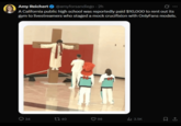 ୦ Amy Reichert⭑@amyforsandiego - 2h A California public high school was reportedly paid $10,000 to rent out its gym to livestreamers who staged a mock crucifixion with OnlyFans models. 34 34 40 96 Il 3.5K