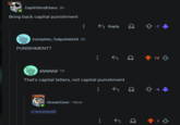 CaptH3inzB3anz 3h Bring back capital punishment Complete Tadpole6620 3h PUNISHMENT? ← Reply 8-7 gigigigigl 1h That's capital letters, not capital punishment OceanCave • Now r/woooosh 12 > -4