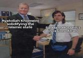 Ayatollah Khomeini solidifying the Islamic state Saddam Hussein's invasion of Iran