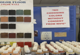 OLOR FLOOR COLOR WALL Gray CFCV-130 Black C/CW-140 Patina Pottery CF/CW-230 Mauve CFICW-335 Terra Cotta CF/CW-1M Bark Brown CFCW-20 Dark Chocolate CICE-250 Amber CTICW 430 Green CritW.930 CONCRETE STA Class Red Clay CIC 440 Fawn Moss Green CHICW-170 Mars Red CF/CW-360 "NO CHOOSING COLORS WITHOUT CONSENT FROM WIFE" Nutmeg CFICE-710 Yellow Orange CRICE-54 CFICW-950 Red CFICT460 Smith painte AIN es ONCRE assio RETE STAI Sic Series