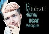 A version of the DanTDM scat meme. The meme reads, "13 habits of highly scat people."