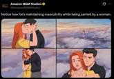 Amazon MGM Studios ⭑ ... AMAZON MGM STUDIOS @AmazonMGMStudio Notice how he's maintaining masculinity while being carried by a woman.