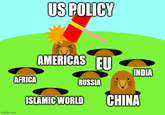 imgflip.com AFRICA US POLICY AMERICAS EU RUSSIA ISLAMIC WORLD INDIA CHINA